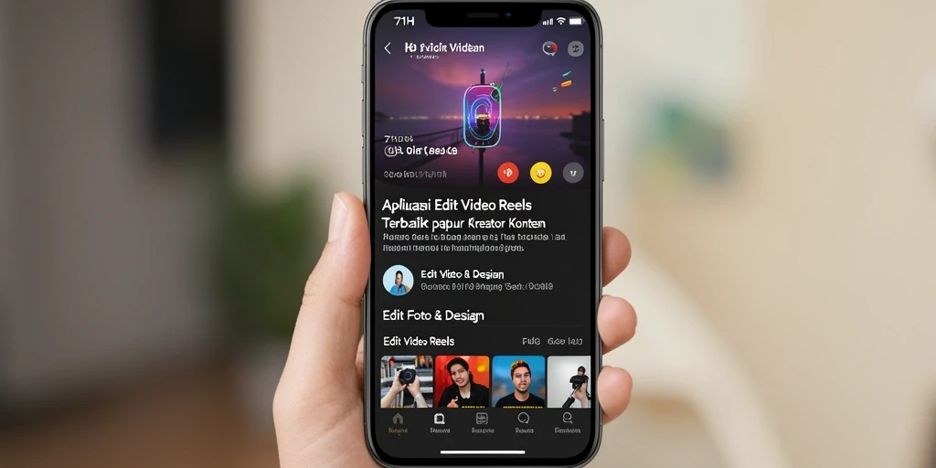 Antarmuka aplikasi 71H dengan fitur Edit Video Reels yang menarik.