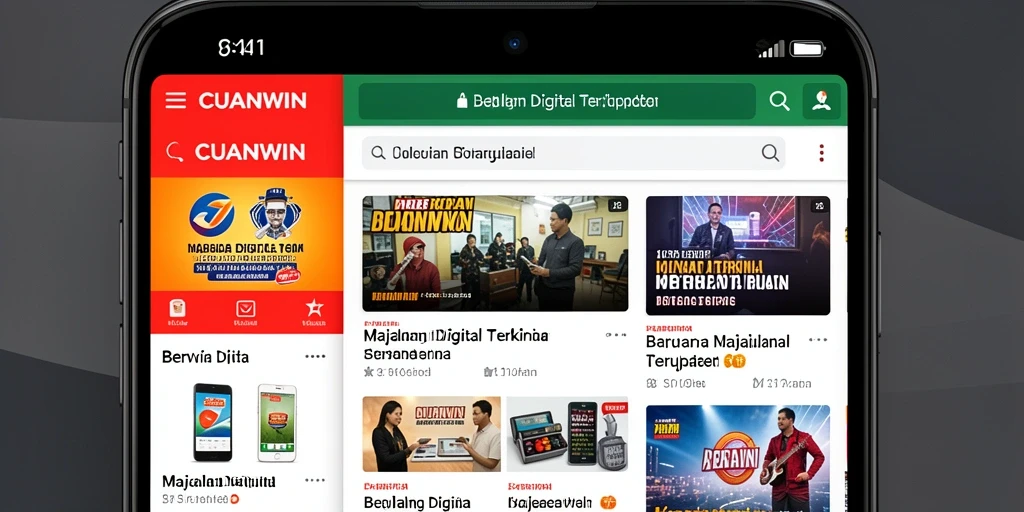Antarmuka CUANWIN yang modern dan fungsional untuk membaca berita.