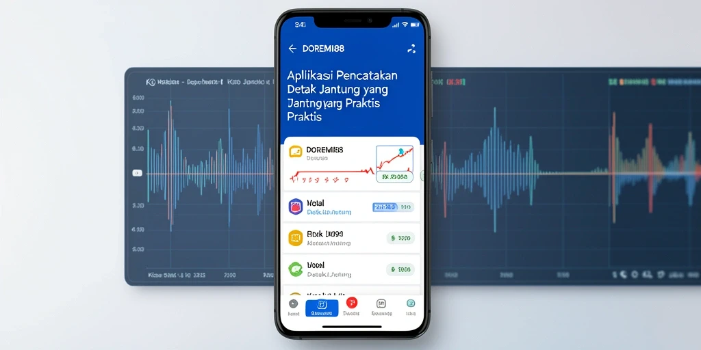 Antarmuka aplikasi DOREMI88 untuk pemantauan detak jantung.