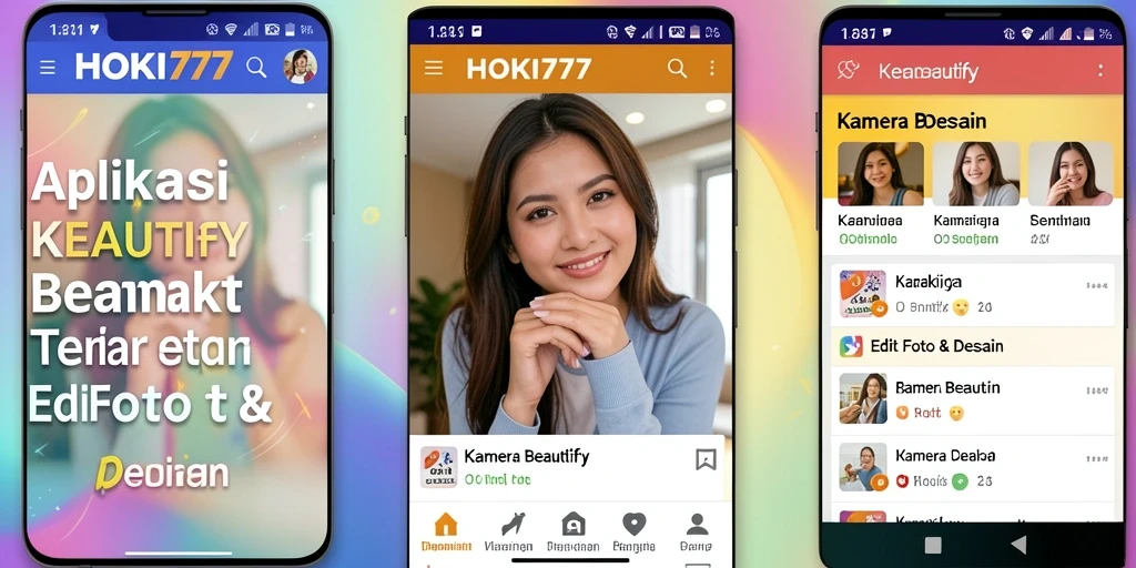 Antarmuka HOKI777 dengan fitur Kamera Beautify yang user-friendly dan menarik.