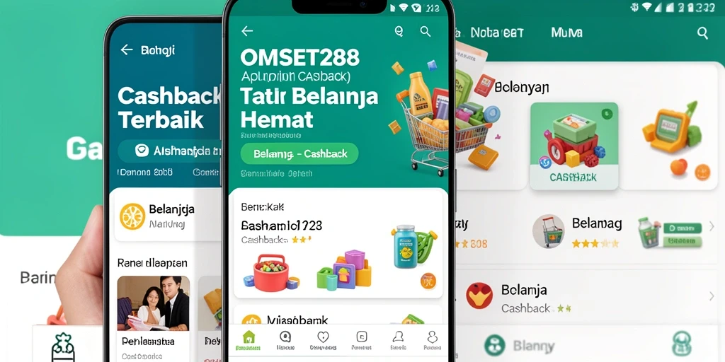 Screenshot antarmuka aplikasi OMSET288 menampilkan fungsi cashback yang menarik.