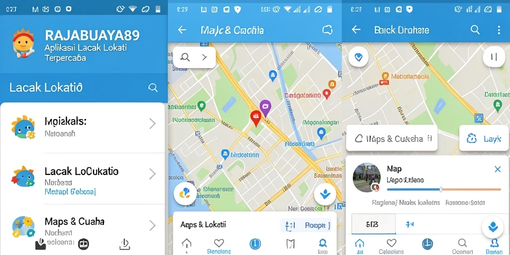Antarmuka aplikasi RAJABUAYA89 menampilkan fungsi Lacak Lokasi yang intuitif.