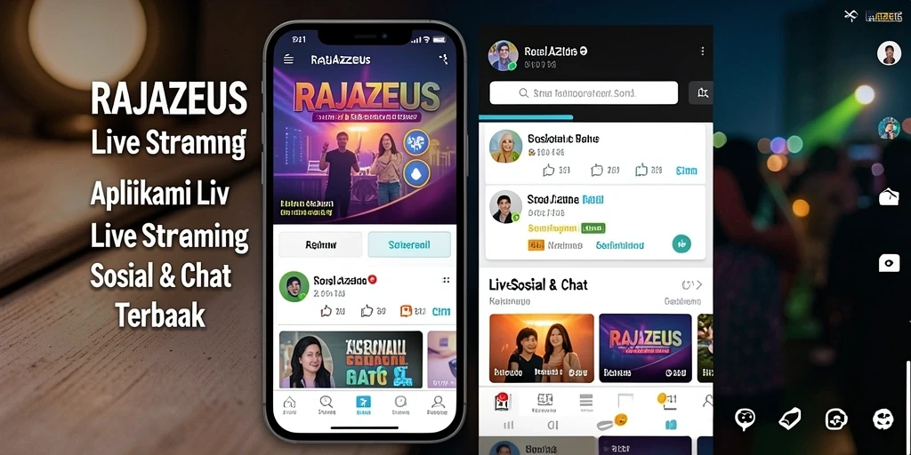 Tampilan antarmuka RAJAZEUS saat live streaming dengan fitur chat aktif.