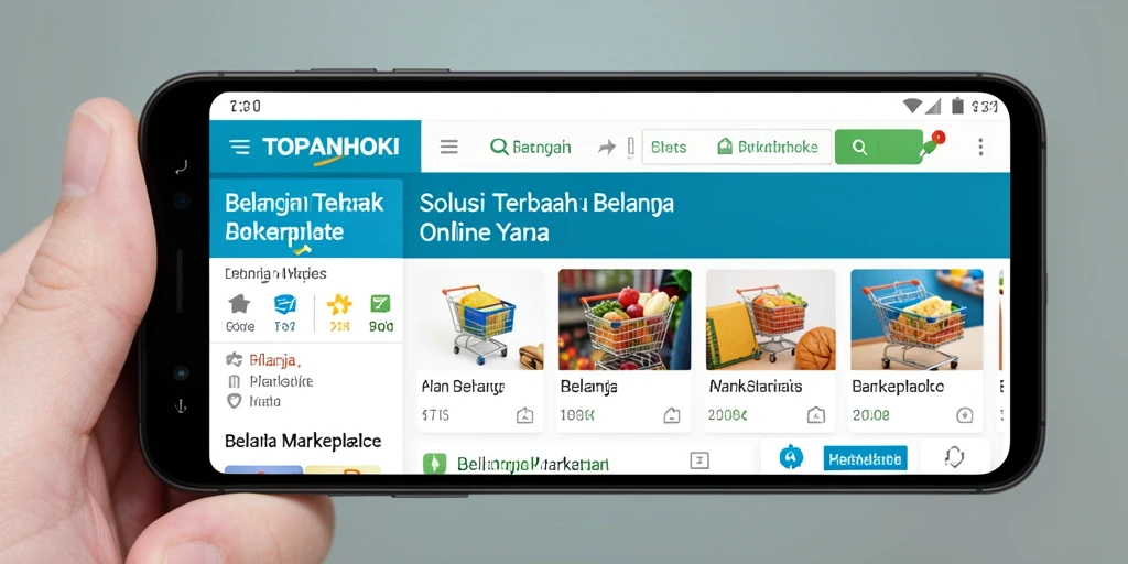 Tampilan antarmuka utama aplikasi TOPANHOKI yang menampilkan berbagai kategori produk.