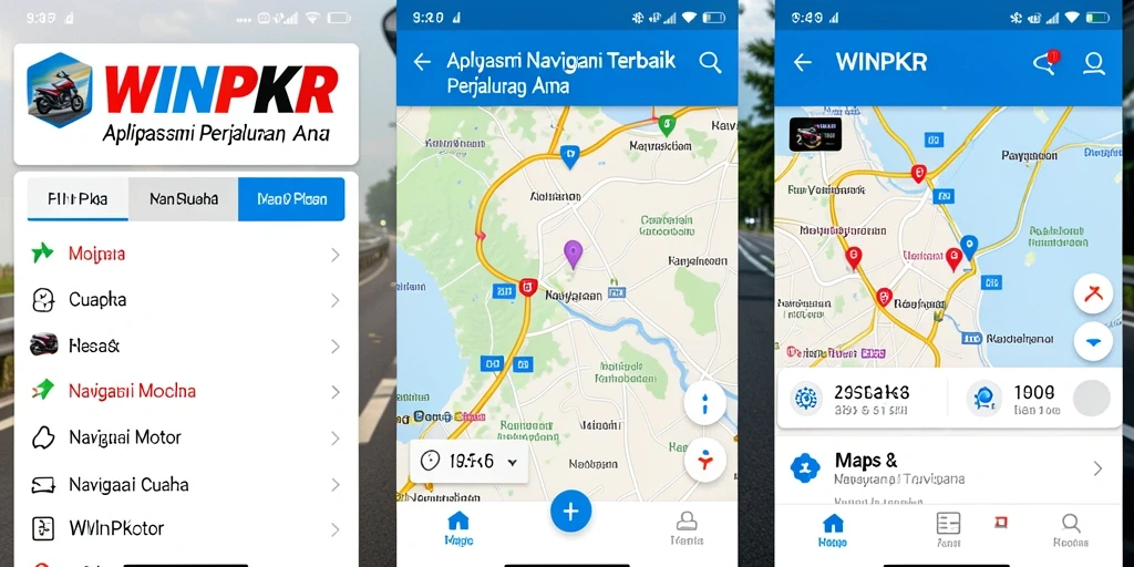 Screenshot WINPKR menampilkan antarmuka navigasi motor yang jelas dan informatif.