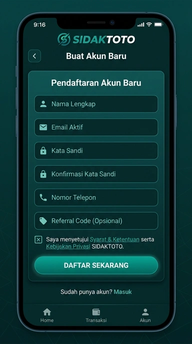 Cara Mudah Buat Akun Baru di sidaktoto